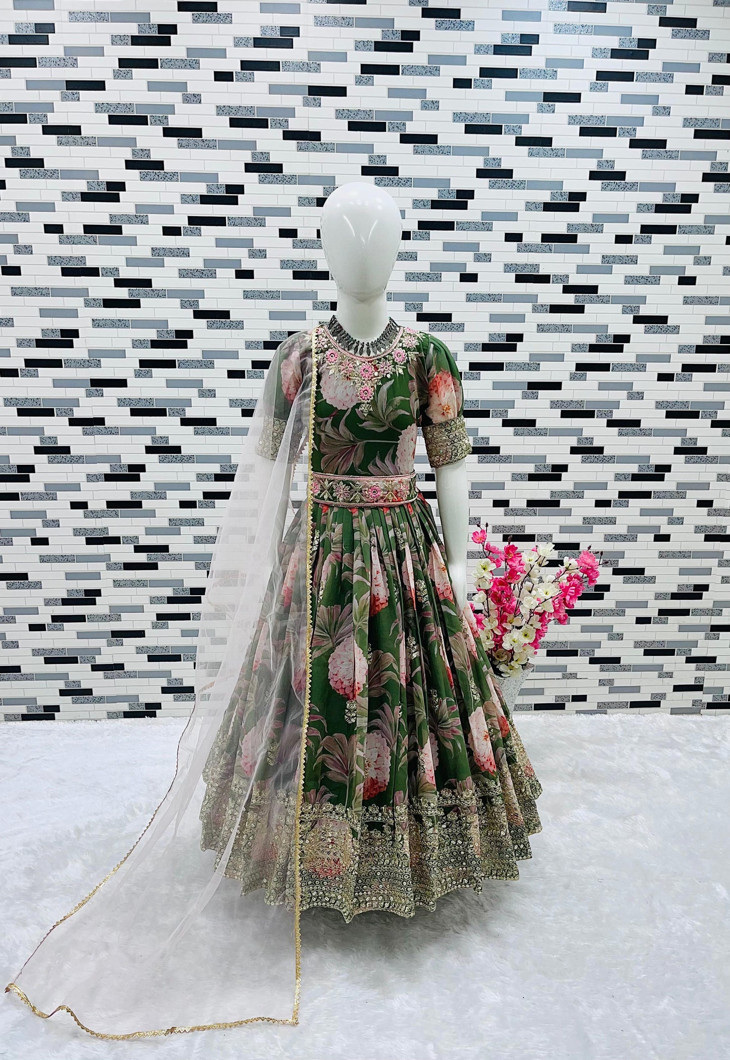 New Designer Heavy Fox Georgette Gown OC-152 Green