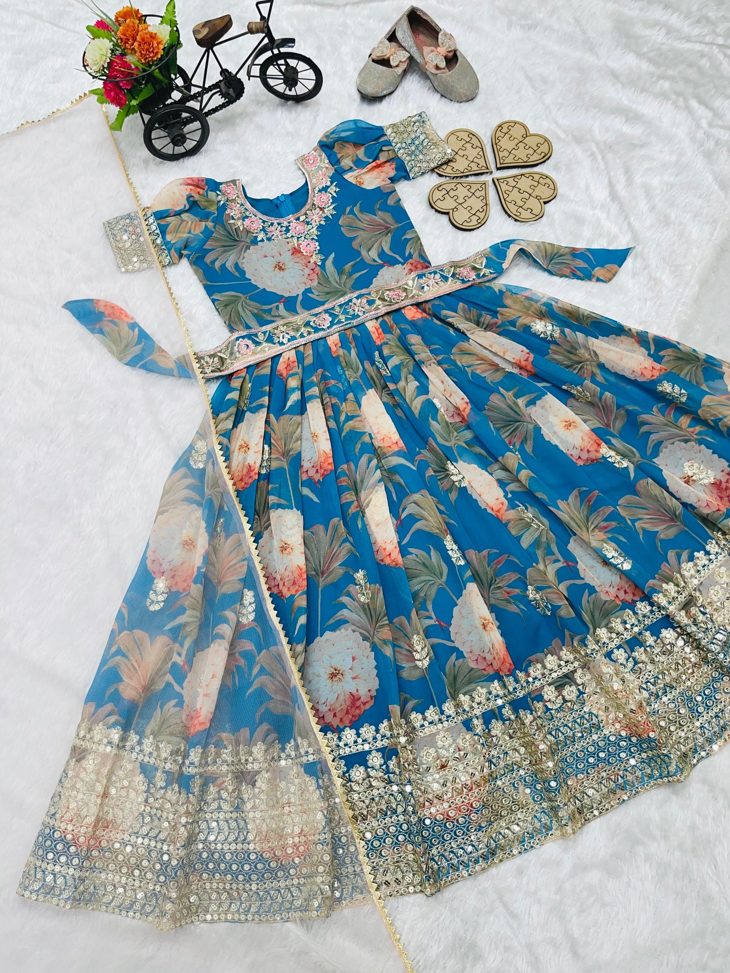 New Designer Heavy Fox Georgette Gown OC-152 Blue
