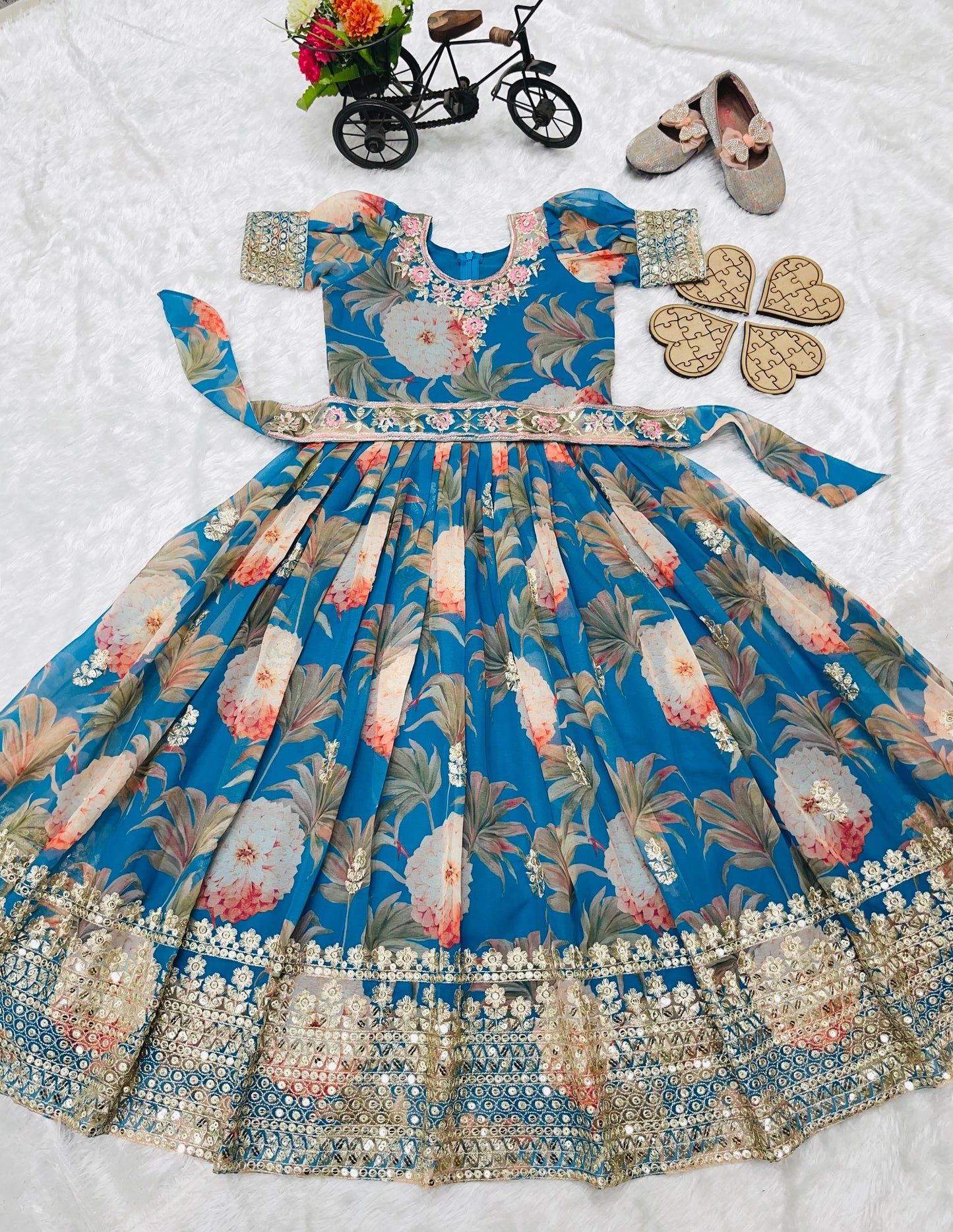 New Designer Heavy Fox Georgette Gown OC-152 Blue