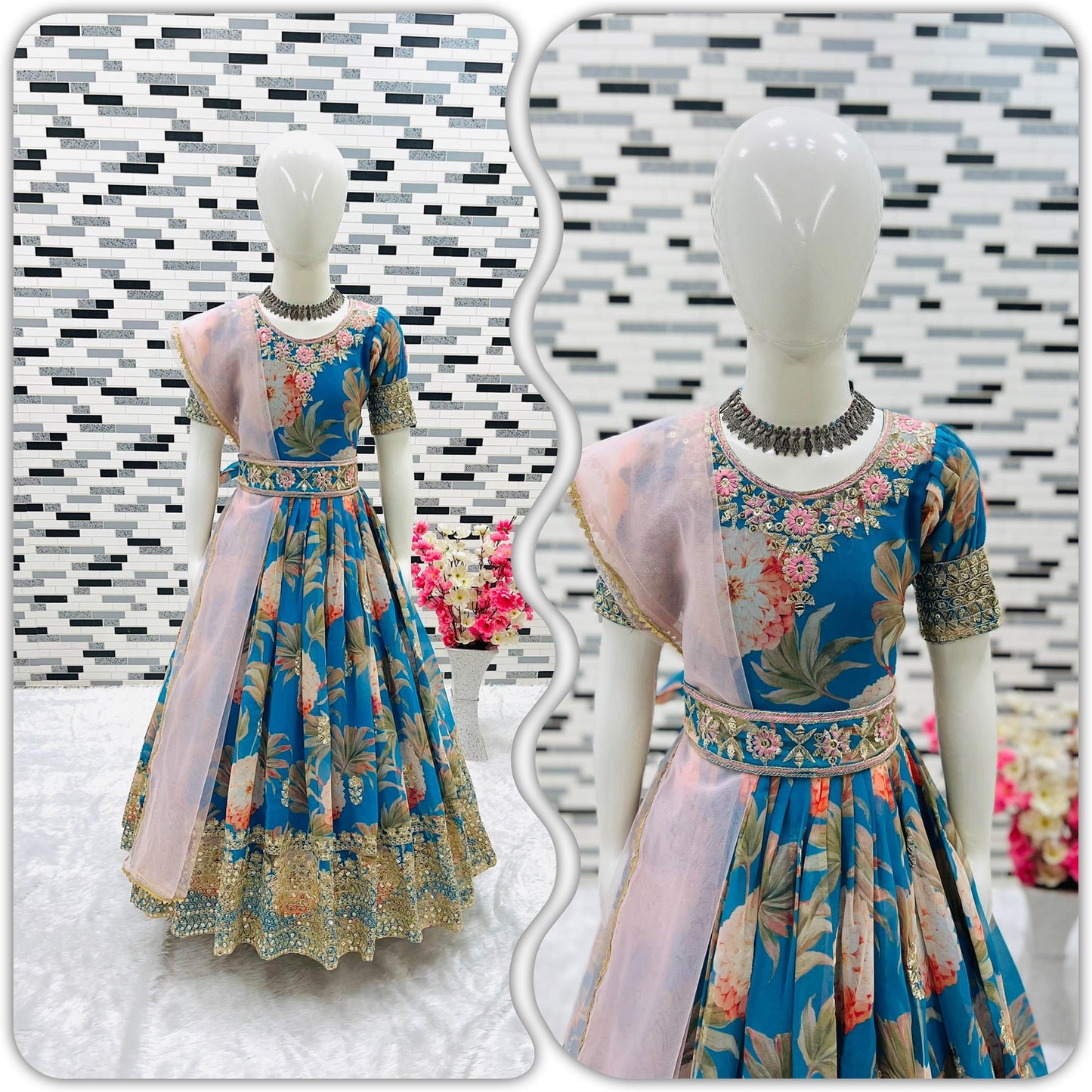 New Designer Heavy Fox Georgette Gown OC-152 Blue
