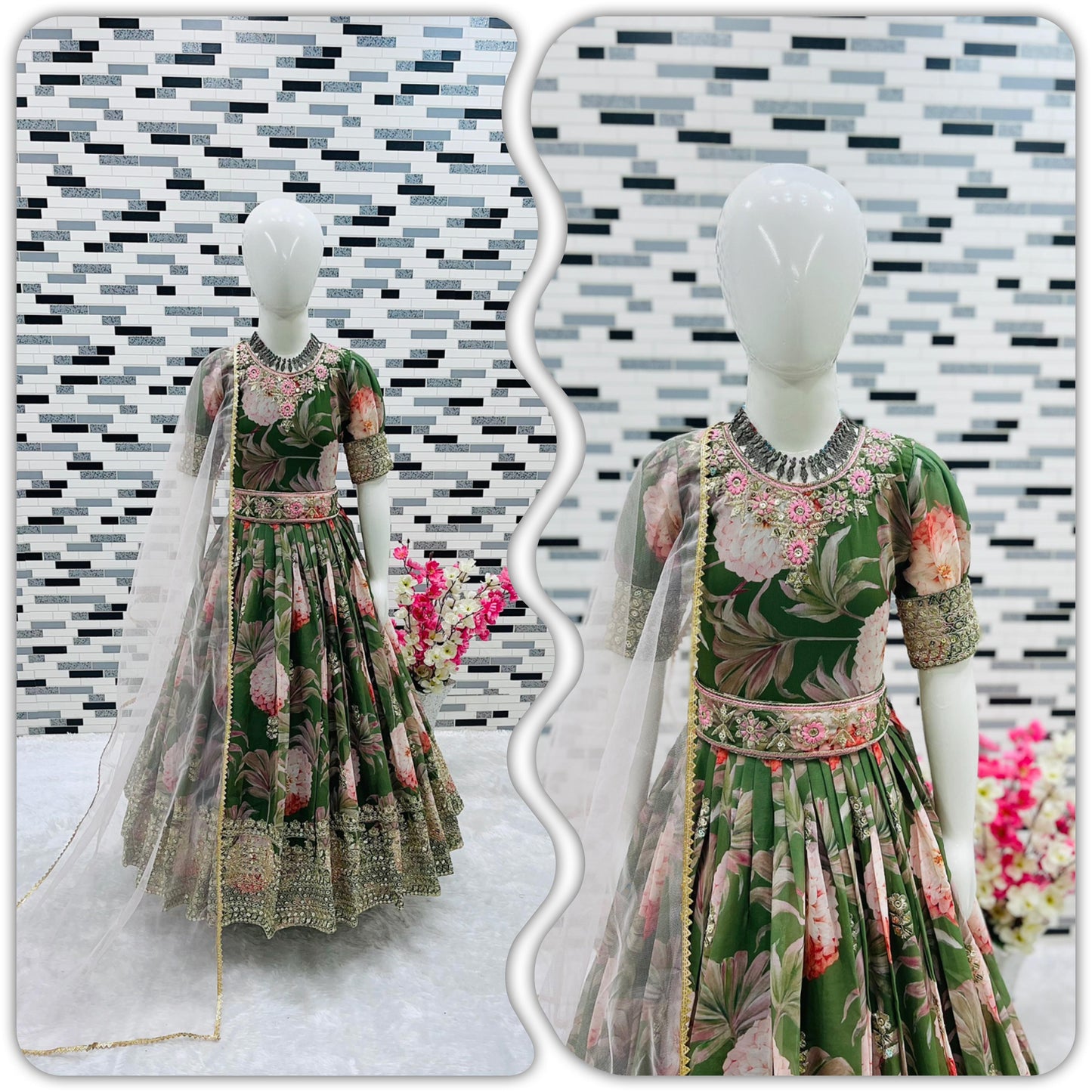 New Designer Heavy Fox Georgette Gown OC-152 Green