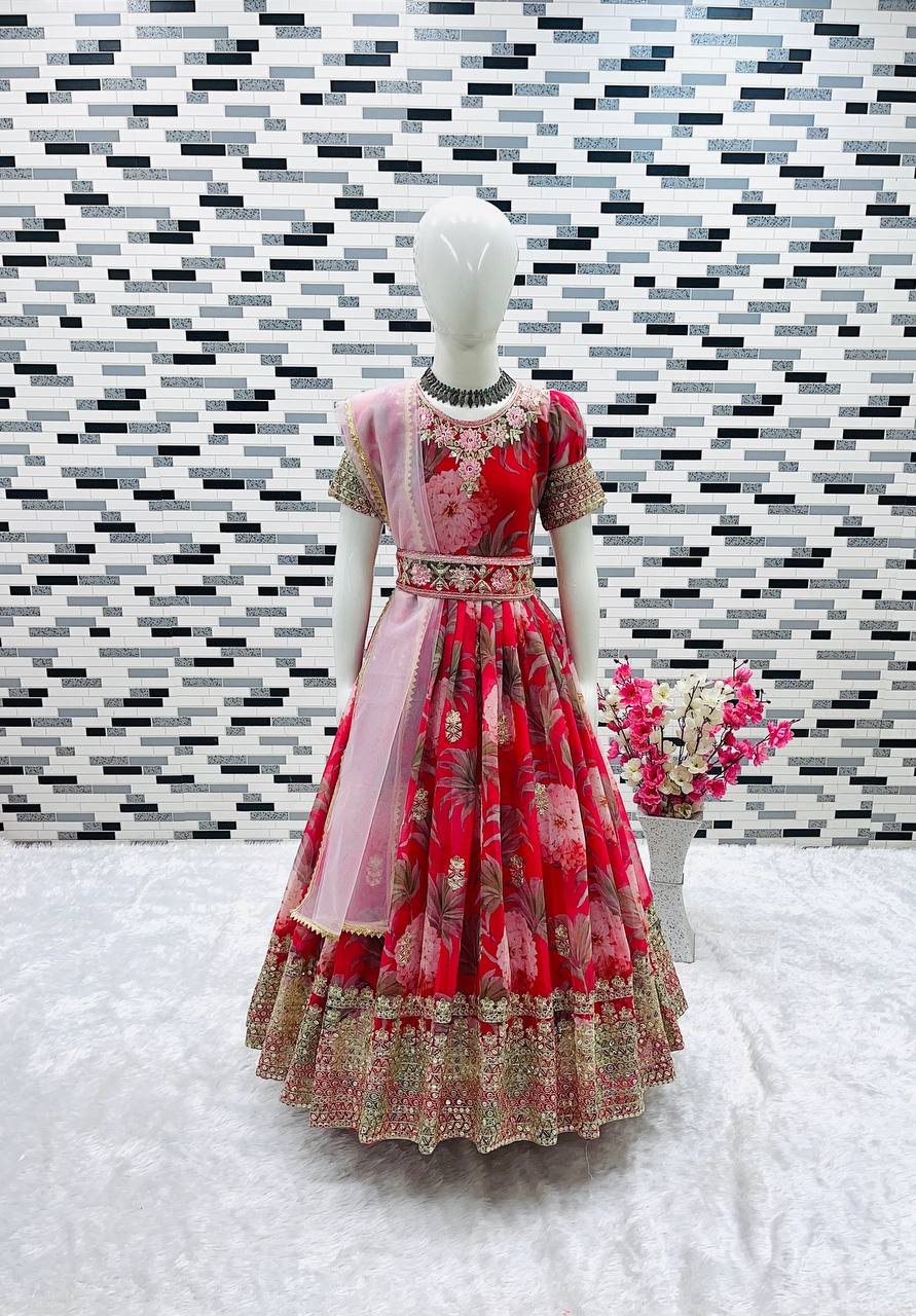 New Designer Heavy Fox Georgette Gown OC-152 Red
