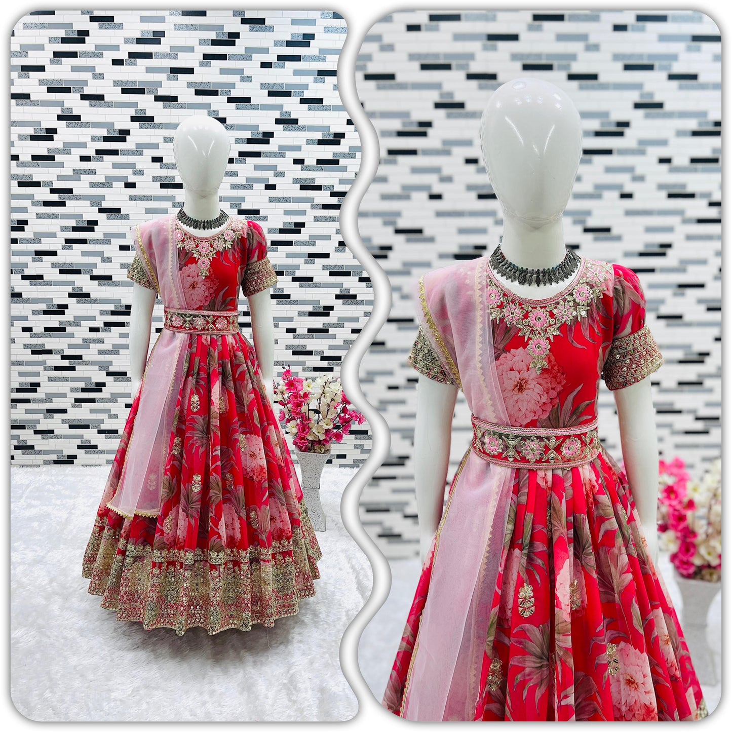 New Designer Heavy Fox Georgette Gown OC-152 Red