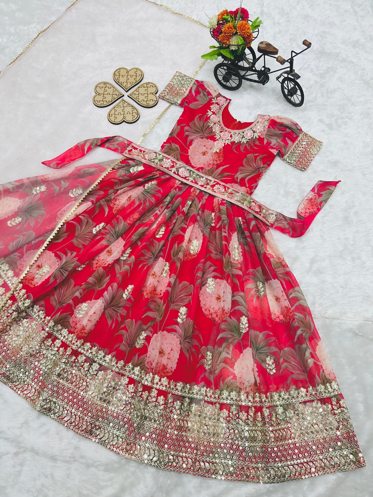 New Designer Heavy Fox Georgette Gown OC-152 Red