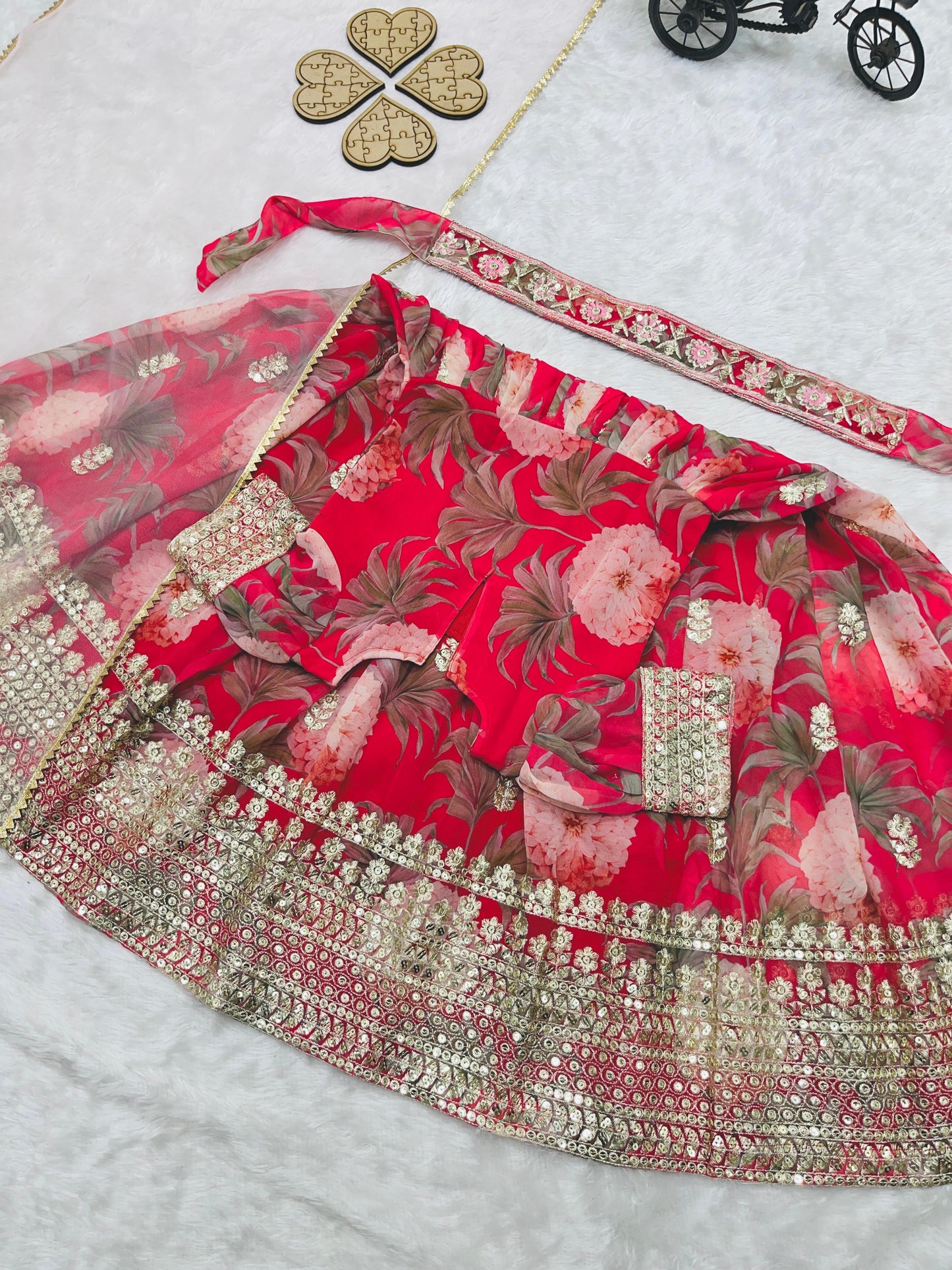 New Designer Heavy Fox Georgette Gown OC-152 Red