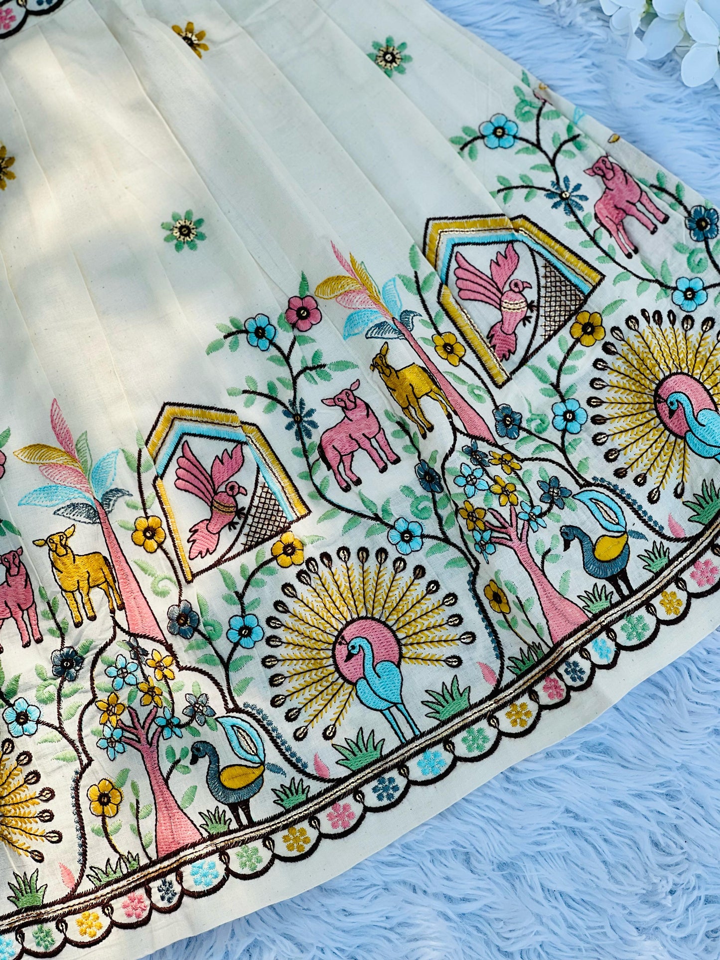 Scarlet Awesome Embroidery Work On Khadi Cotton Fabric Kids Frock