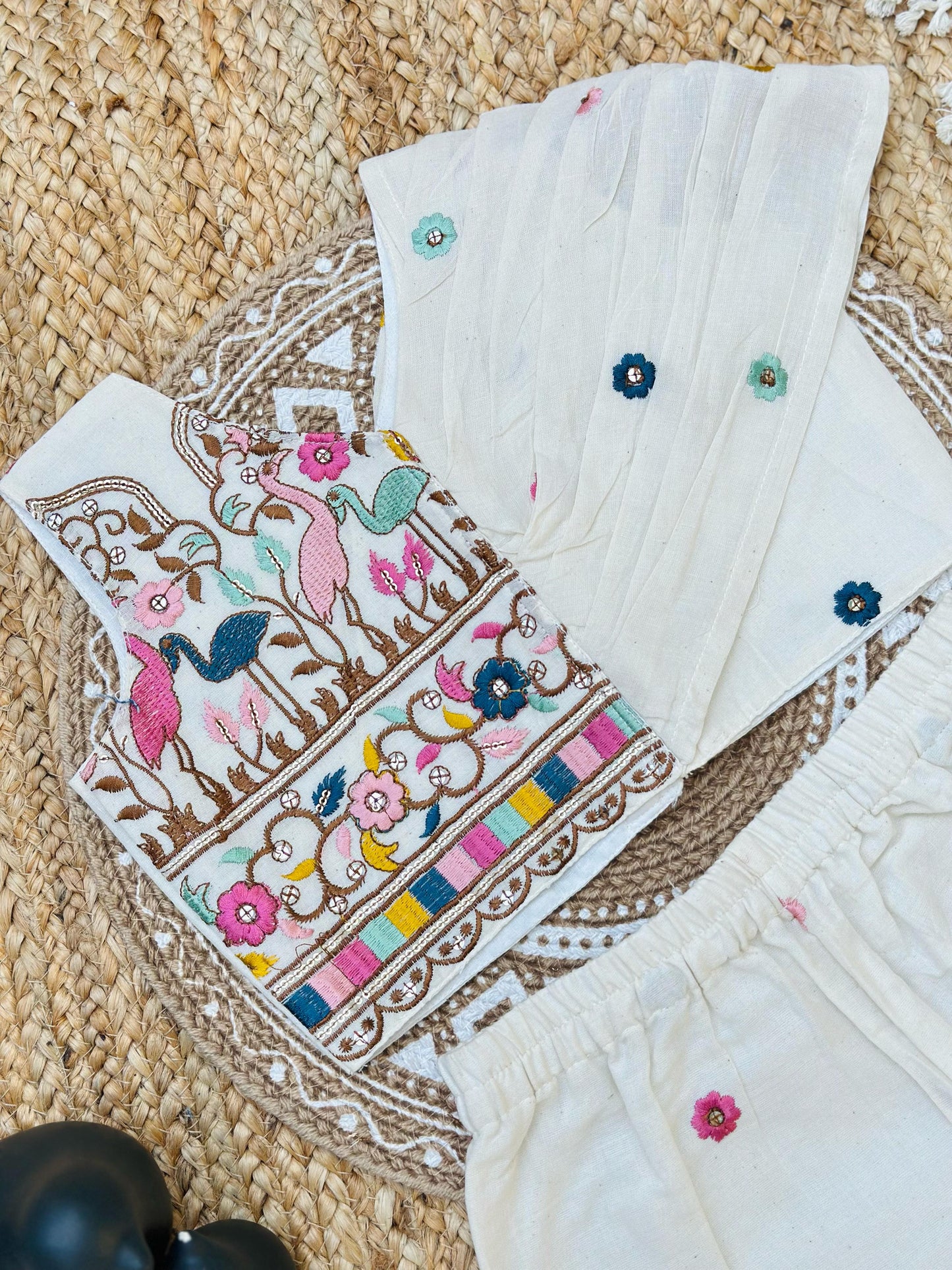 Super Hit Embroidery Work on Khadi Cotton Fabric Kids Cord-Set