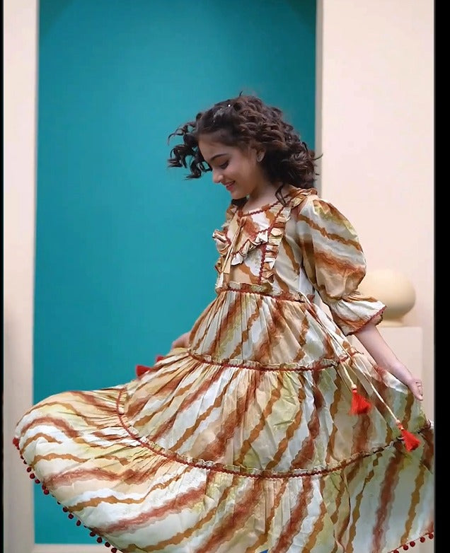 Nyra Beautiful Mustard Printed Gown