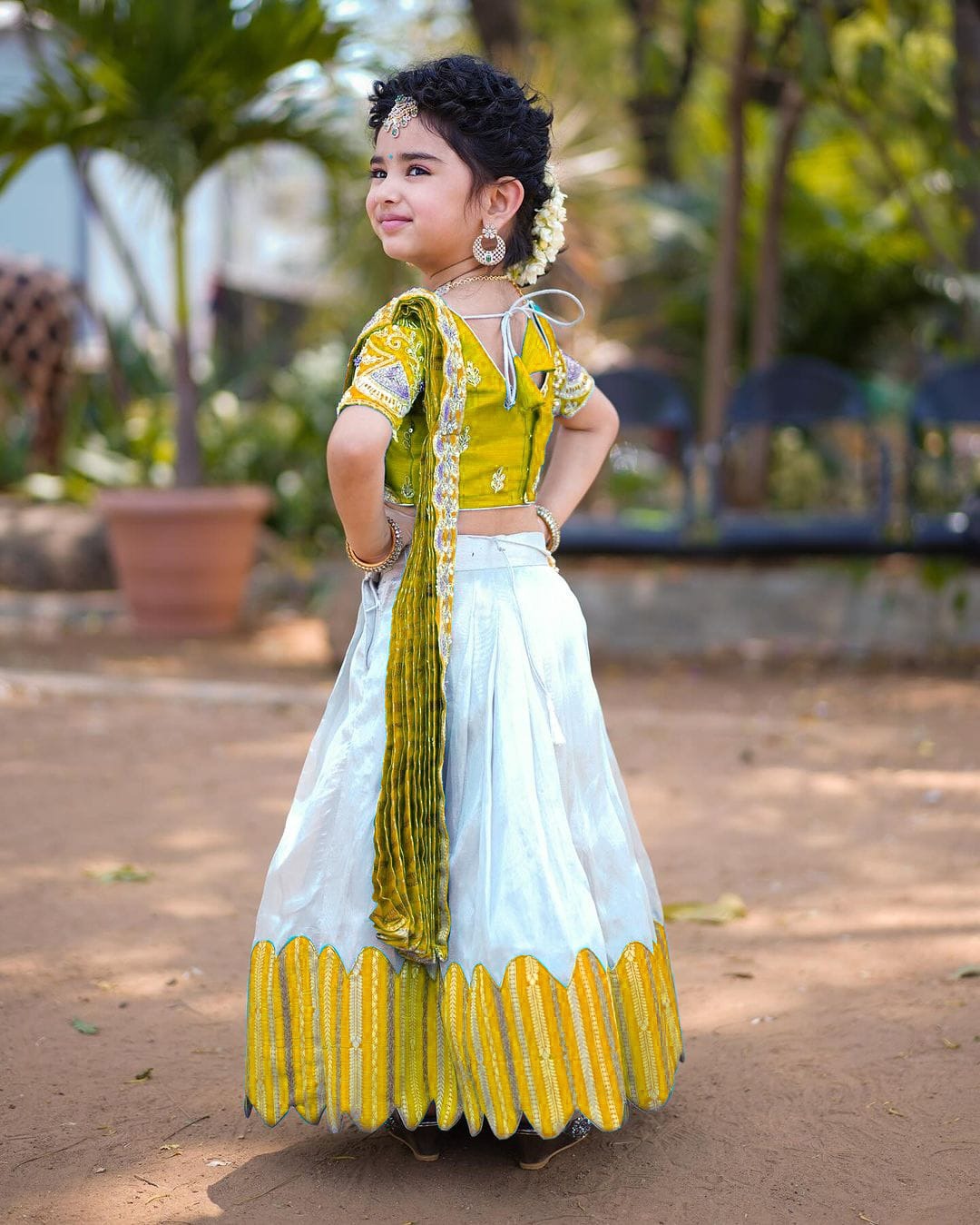 Designer Lehenga Choli & Dupatta with Sequins Embroidery & Digital Print in Yellow Color