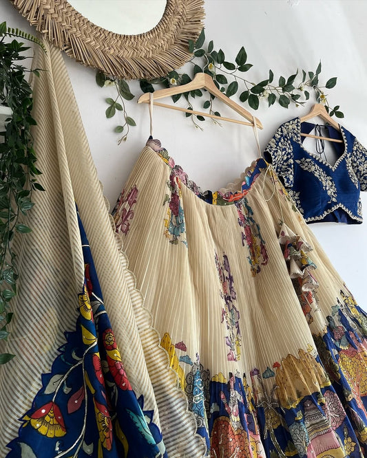 Off White Paithani Silk Lehenga