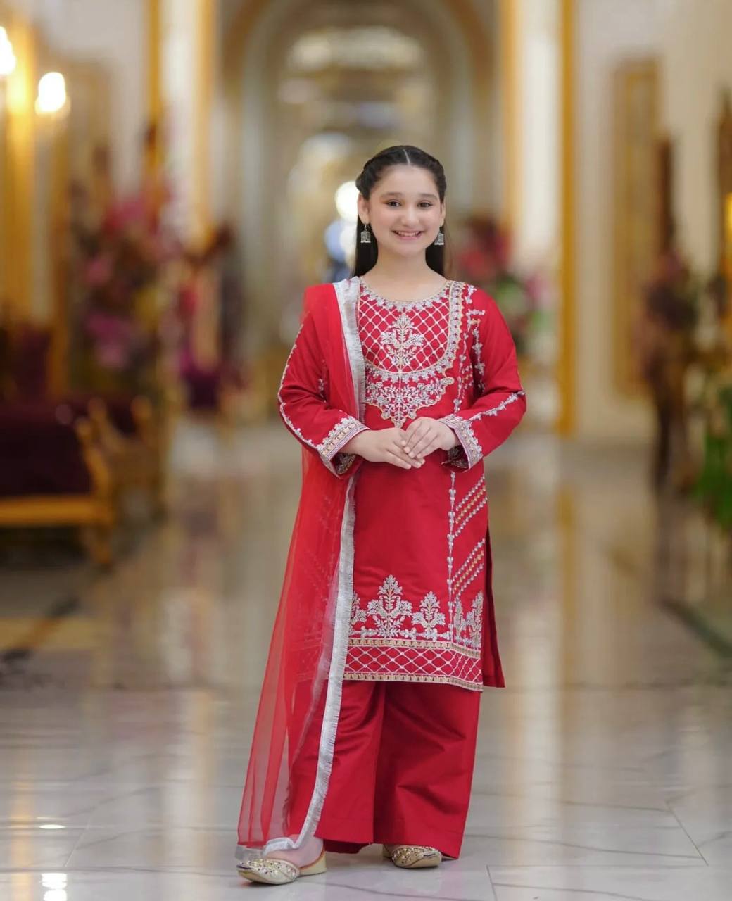 Royal Elegance: Deep Purple And Red Embroidered Plazo Set