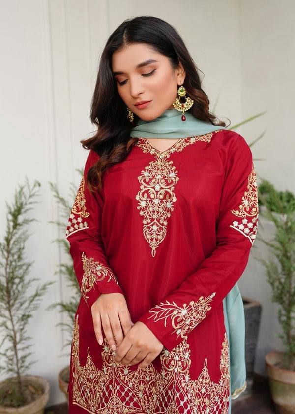Zariya Red Mother-Daughter Sharara Set