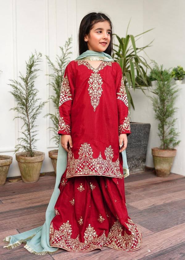 Zariya Red Mother-Daughter Sharara Set
