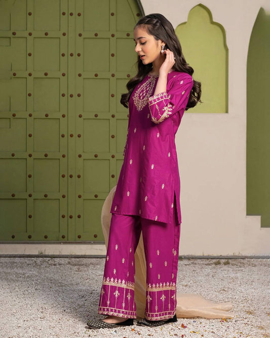 Gulbagh Grape Kurta Set for Girls