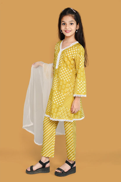 Ziya Lovely Yellow And White Salwar  With Dupatta Set