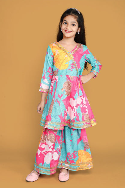 Kyra Multy Colour Printed Codding Lace Anarkali Kurt Set