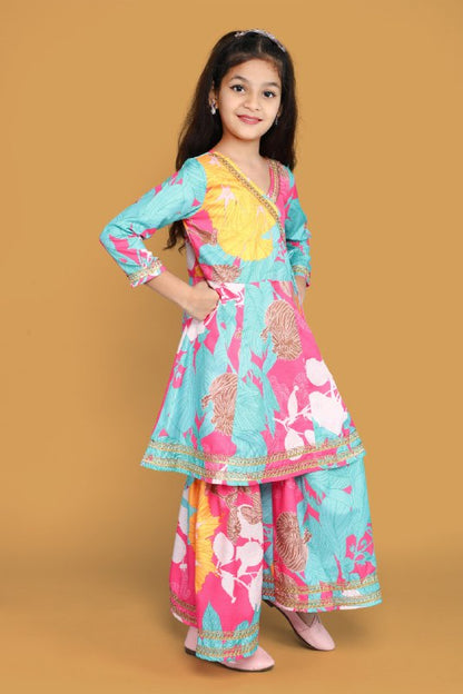 Kyra Multy Colour Printed Codding Lace Anarkali Kurt Set