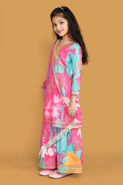 Kyra Multy Colour Printed Codding Lace Anarkali Kurt Set