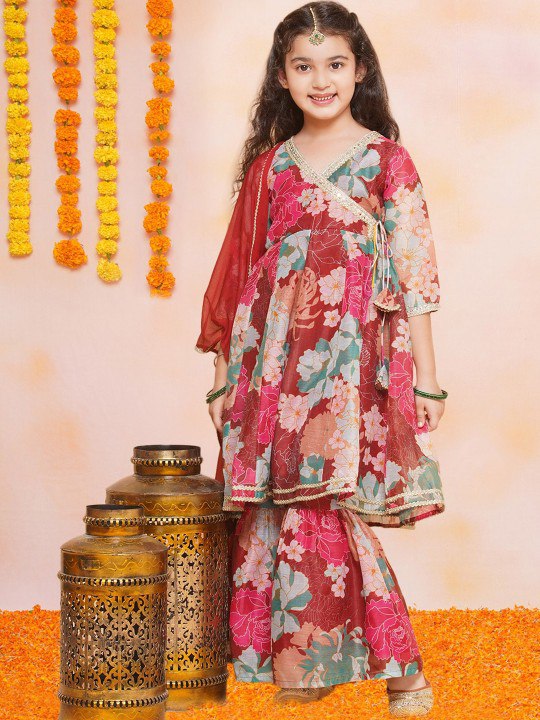 Mishti  Maroon Reyon Anarkali  Kurt Set