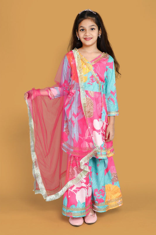 Kyra Multy Colour Printed Codding Lace Anarkali Kurt Set