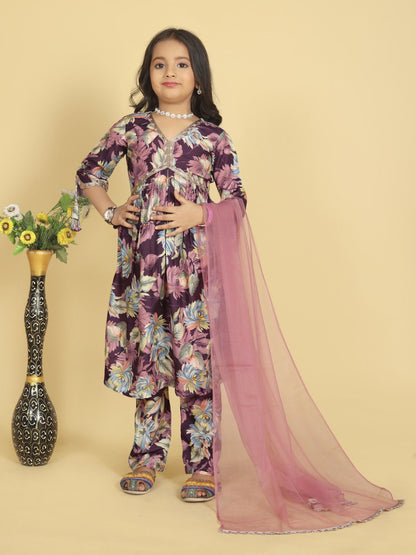 MiniMiracle Beautiful Vibrant Floral Prin Kurt Suit Set