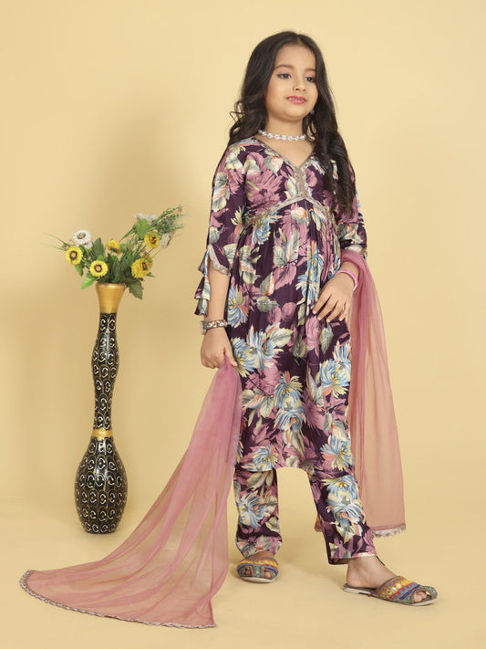 MiniMiracle Beautiful Vibrant Floral Prin Kurt Suit Set