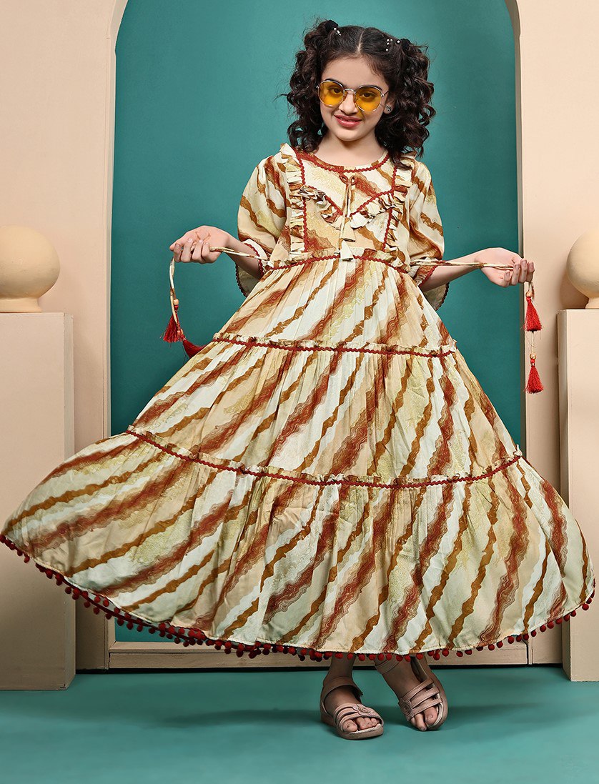 Nyra Beautiful  Mustard Printed Gown