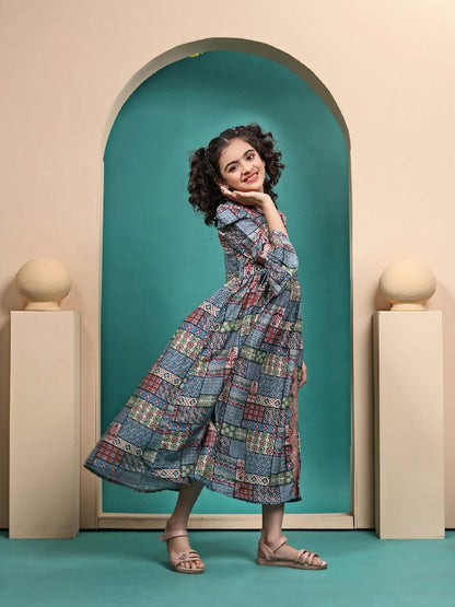 Velina Printed Anarkali gown