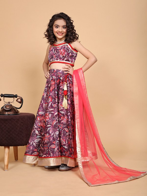 Islay Sleeve lace Printed Girls Lehenga Choli Set