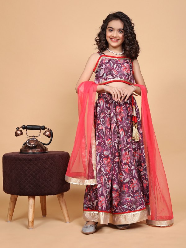 Islay Sleeve lace Printed Girls Lehenga Choli Set
