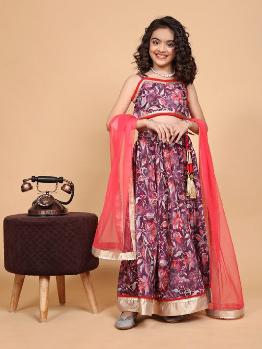 Islay Sleeve lace Printed Girls Lehenga Choli Set