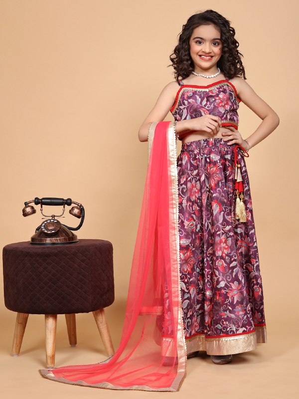 Islay Sleeve lace Printed Girls Lehenga Choli Set