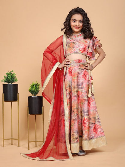 Tazmin Floral Printed Girls Lehenga Choli Set