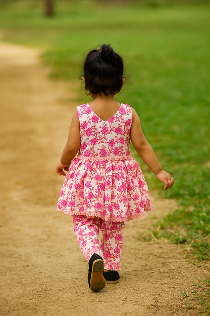 Blooming Beauty Jam Cotton Print Kids Cord-Set