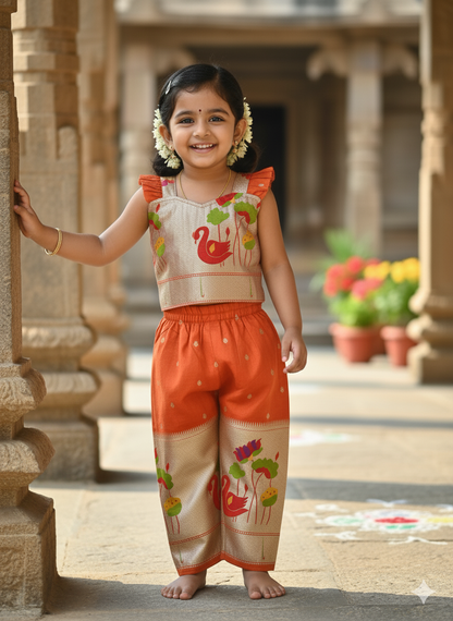 Elegant Gold Zari Work Kids Cord-Set