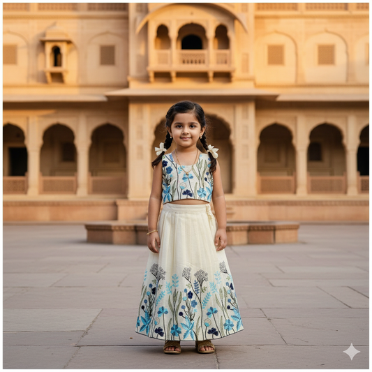 Bloom in Style Floral Embroidery Kids Lahenga Choli