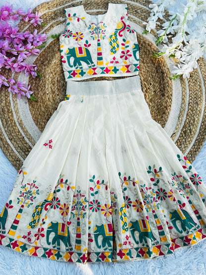 Abalone Pure Heavy Cotton  Kids Lehengha Choli