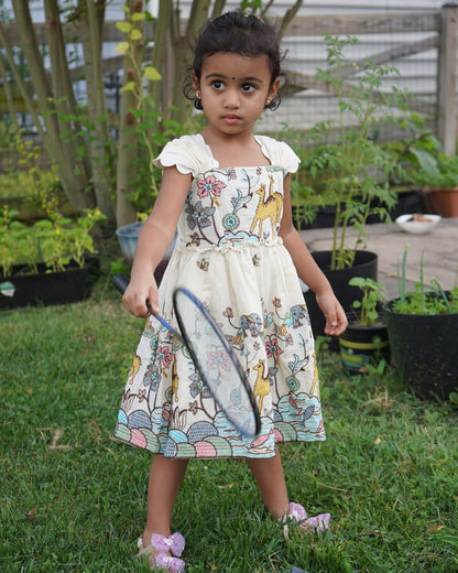 Luxury Khadi Cotton Heavy  Embroidery Work  Kids Frock