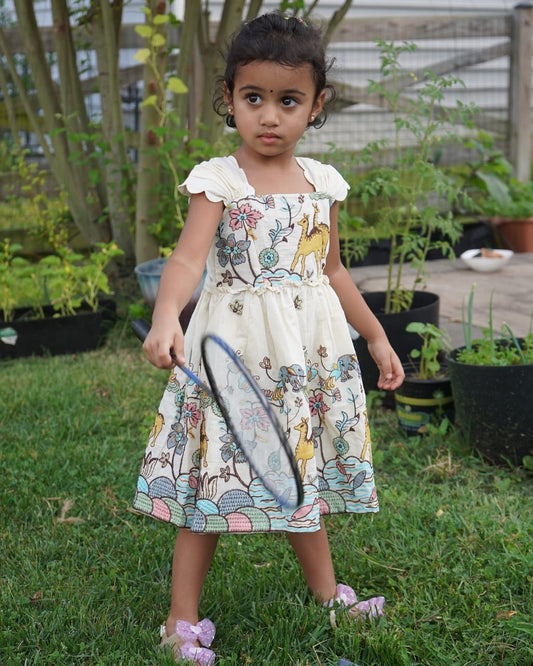 Luxury Khadi Cotton Heavy  Embroidery Work  Kids Frock