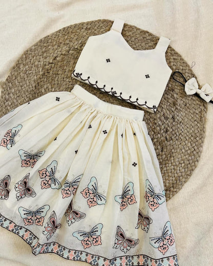 Trending Premium Khadi Cotton Embroidery Work Lahenga Choli