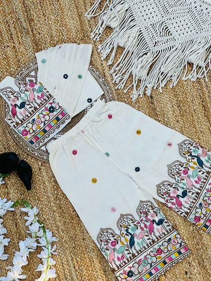 Super Hit  Embroidery Work on Khadi Cotton Fabric Kids Cord-Set