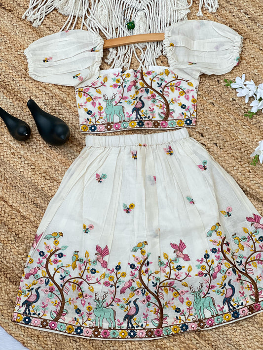 Exquisite Pure Khadi Cotton Threads Work Lahenga Choli