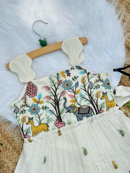 Byzantine Embroidery Work on Pure Khadi Cotton Fabric Kids Frock