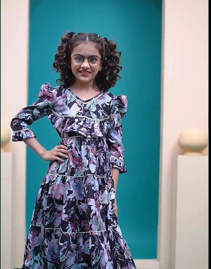 Samaira Black  Printed Gown