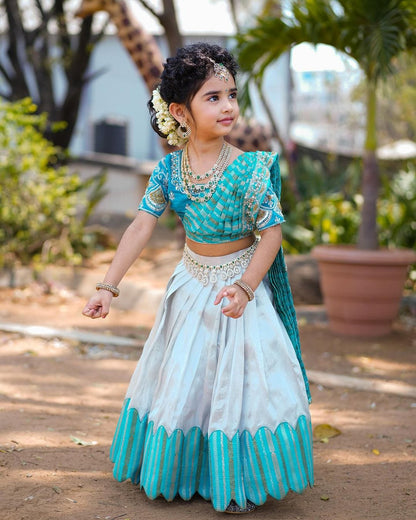 Designer Lehenga Choli & Dupatta with Sequins Embroidery & Digital Print in Sky Color