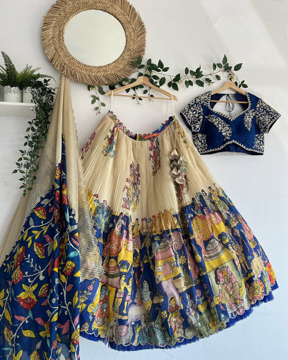 Off White Paithani Silk Lehenga