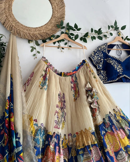 Off White Paithani Silk Lehenga