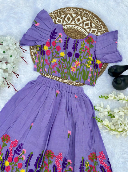 Pure Khadi Cotton Fabric Embroidery work Embroidery Lahenga Choli