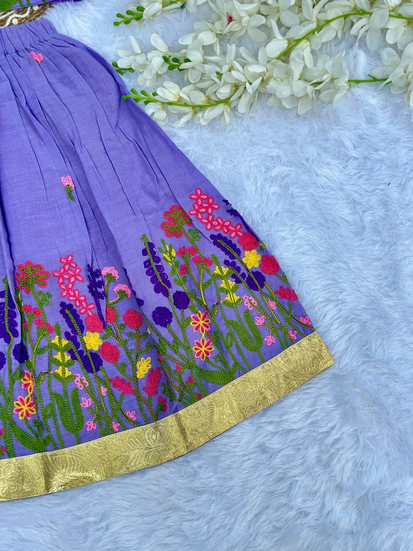 Pure Khadi Cotton Fabric Embroidery work Embroidery Lahenga Choli