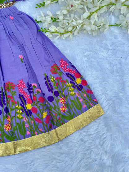 Pure Khadi Cotton Fabric Embroidery work Embroidery Lahenga Choli